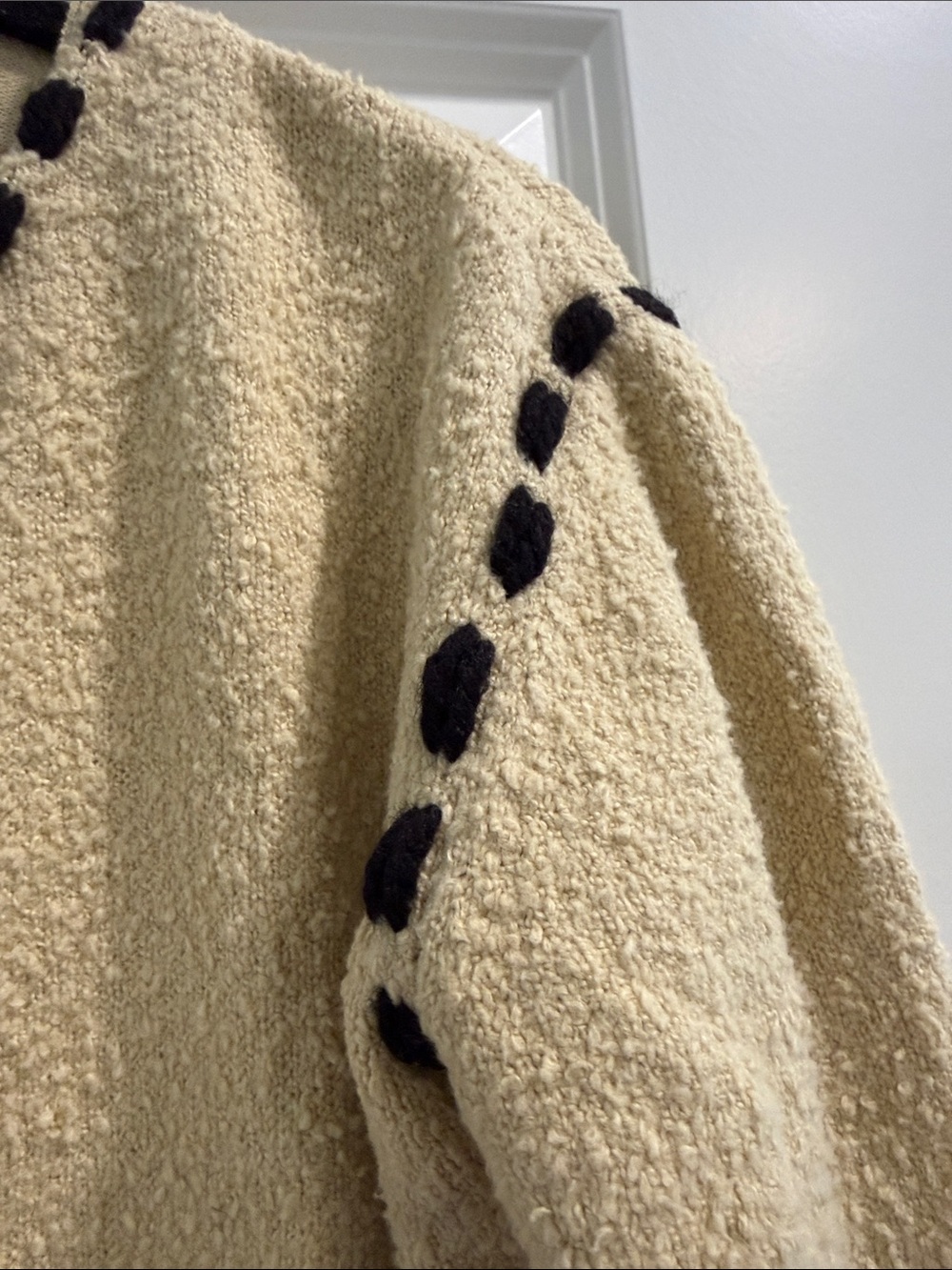 The Open Product Cream Knit Button Cardigan with Black Trim Korean sz 1. Sz xs/s - Picture 4 of 9